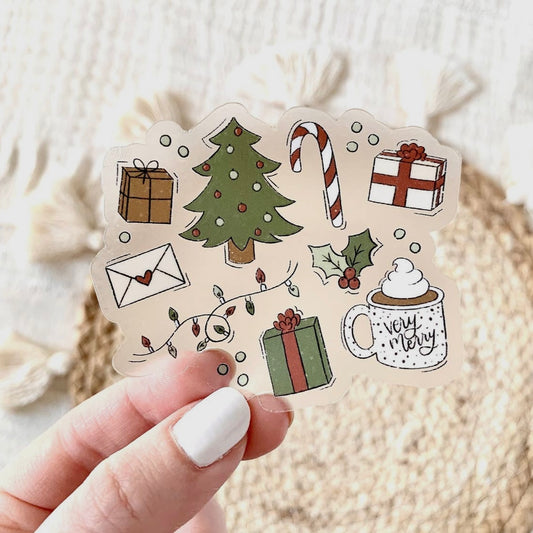 Clear Christmas Favorites Sticker 3x3in